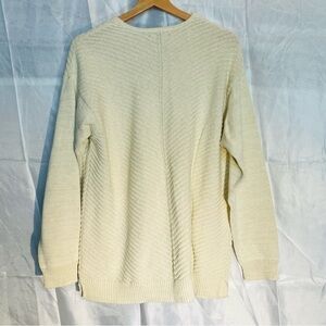 Chaps XL Mens Sweater, eggshell, chunky knit. Long sleeve, pullover Glitter yarn